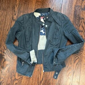 Women's Dark Gray Zip-Front Casual Jacket